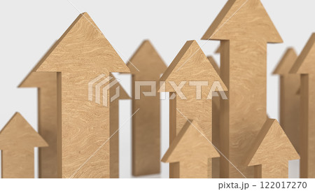 The Wood arrow up on white Background for Business concept 3d Rendering. The Wood arrow up on white Background for Business concept 3d Rendering. 122017270