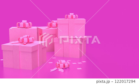 Gift box on  Pink Background  for celebration or valentines concept 3d rendering. 122017294