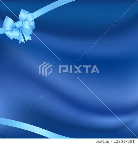 ライトブルーのリボンと青色の布の背景　正方形 122017381