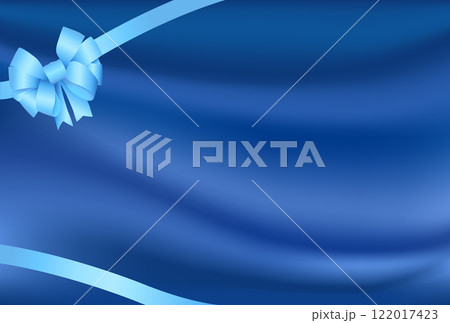 ライトブルーのリボンと青色の布の背景 122017423