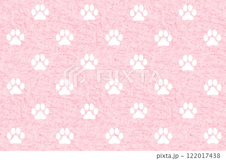 猫の足跡柄の背景(ピンク)のイラスト素材 [122017438] - PIXTA