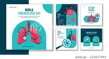 Flat Cartoon Illustration Template for World Tuberculosis Day Social Media Post 122017443