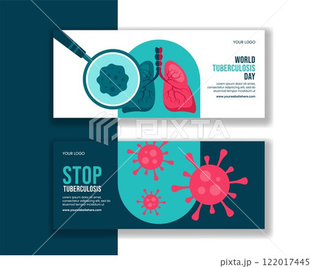 Hand-Drawn Cartoon Template for World Tuberculosis Day Horizontal Banner Background 122017445