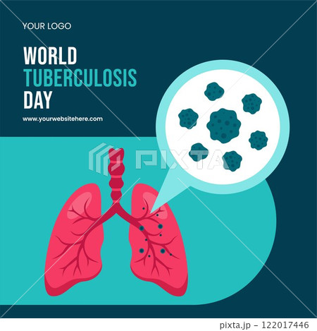 Hand-Drawn World Tuberculosis Day Social Media Template in Flat Cartoon Design Illustration 122017446
