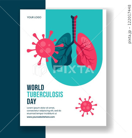 Flat Style Cartoon Illustration for World Tuberculosis Day Social Media Vertical Poster 122017448