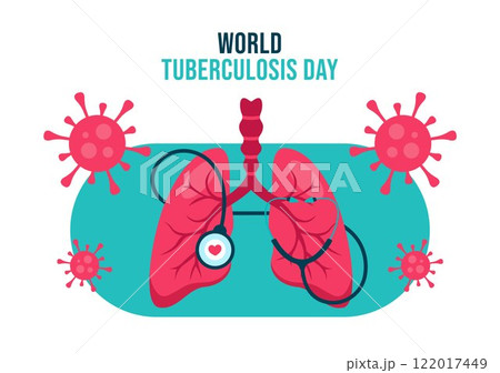 Flat Cartoon Background Template for World Tuberculosis Day Social Media Design 122017449