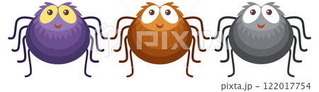 Colorful Cartoon Spiders in a Row 122017754
