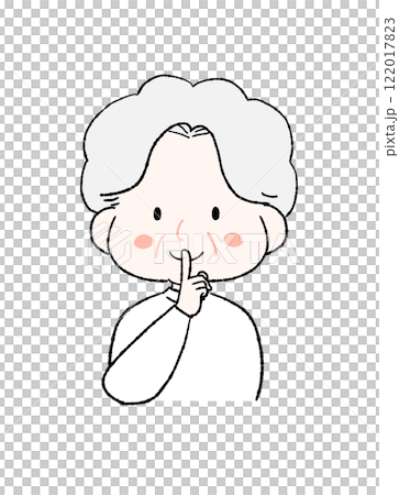 Illustration of a senior woman doing a secret pose 122017823