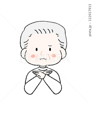 バツを作るシニア男性のイラスト バツを作るシニア男性のイラスト 122017913