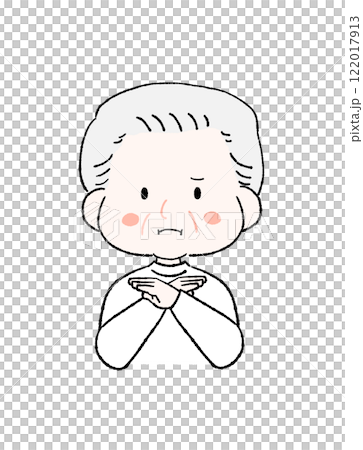 バツを作るシニア男性のイラスト バツを作るシニア男性のイラスト 122017913