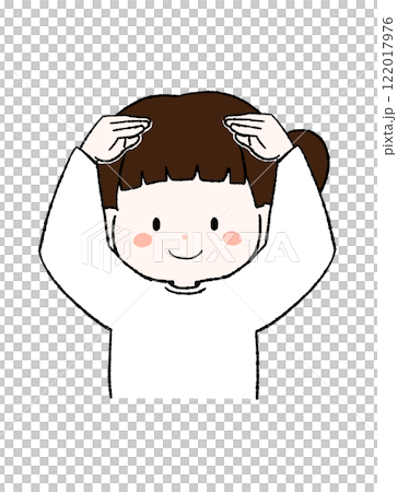 大きく丸を作る女の子のイラスト 122017976