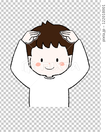 大きく丸を作る男の子のイラスト 122018001