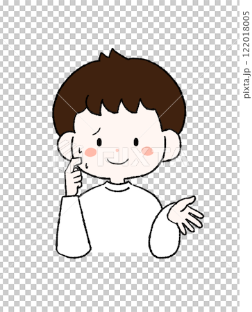 一個男孩找藉口的插圖 一個男孩找藉口的插圖 122018005