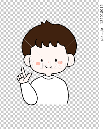 一個男孩指著一個點的插圖 122018016