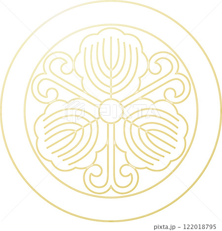 家紋　総陰雪輪に蔓柏【金色】 122018795