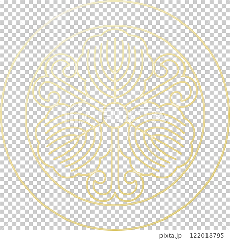 家紋　総陰雪輪に蔓柏【金色】 122018795