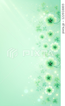 春のクローバーデザイン|エレガントな縦型背景とボケ効果 春のクローバーデザイン|エレガントな縦型背景とボケ効果 122018803