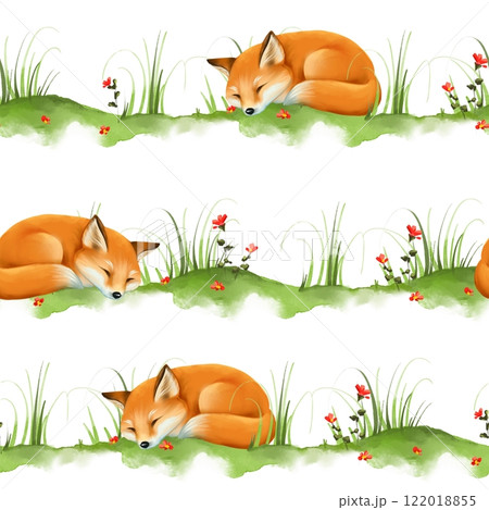 Cute hand drawn Spring illustration with bunny. Easter rabbit 122018855