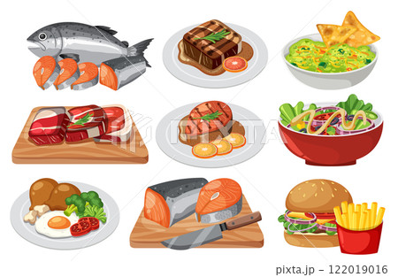 Delicious Variety of Food Dishes 122019016