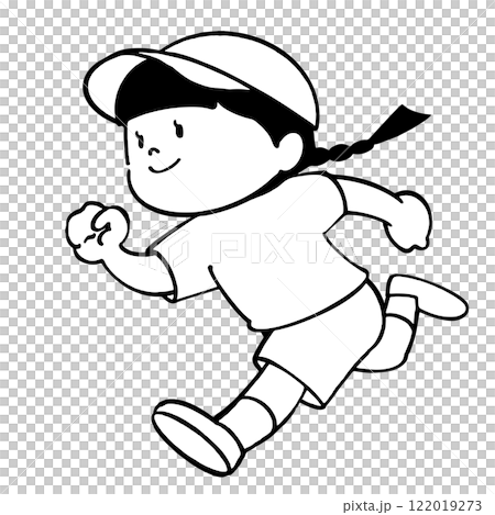 一個跑步女孩的單色插圖 一個跑步女孩的單色插圖 122019273