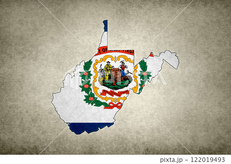 Map of the state of West Virginia with its flag on a paper Map of the state of West Virginia with its flag on a paper 122019493