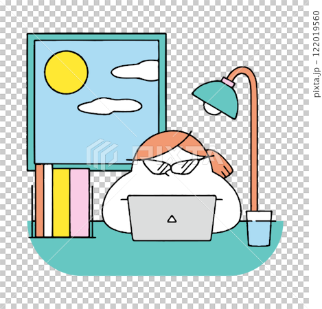 在家工作的瘦女人（早上） 122019560