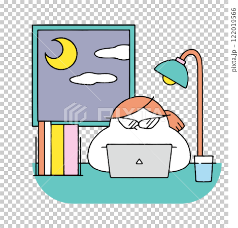 在家工作的瘦女人（晚上） 122019566