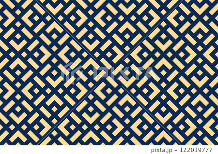 Abstract geometric pattern. A seamless vector background. Golden and dark blue ornament. Graphic modern pattern. Simple lattice graphic design 122019777