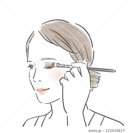 アイシャドーを上手に塗る女性のイラスト 122019817
