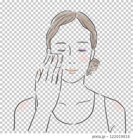 コットンでメイクオフする女性のイラスト コットンでメイクオフする女性のイラスト 122019818