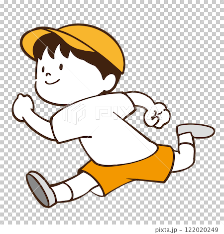 Illustration of a boy running energetically 122020249