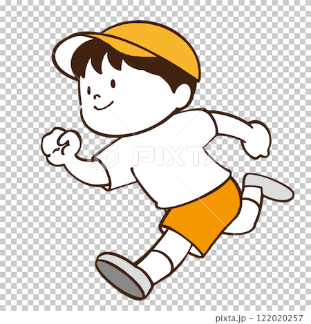 一個男孩精力充沛地奔跑的插圖 122020257