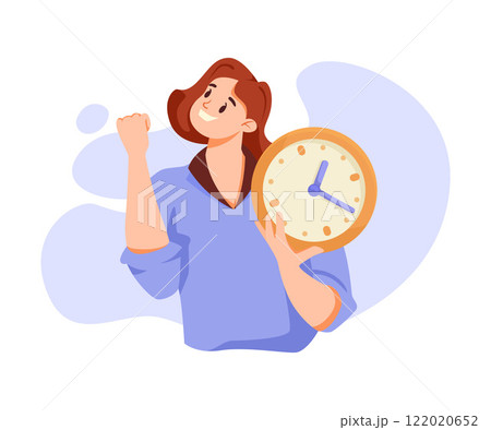 Woman and Time Management with Clock Dial Vector Illustration Woman and Time Management with Clock Dial Vector Illustration 122020652