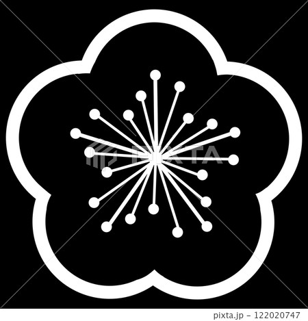 白い線だけのシンプルな梅の花のイラスト 白い線だけのシンプルな梅の花のイラスト 122020747