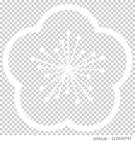 A simple plum blossom illustration made of white lines 122020747