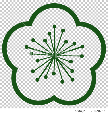 簡單的梅花插畫,只有綠線 簡單的梅花插畫,只有綠線 122020753