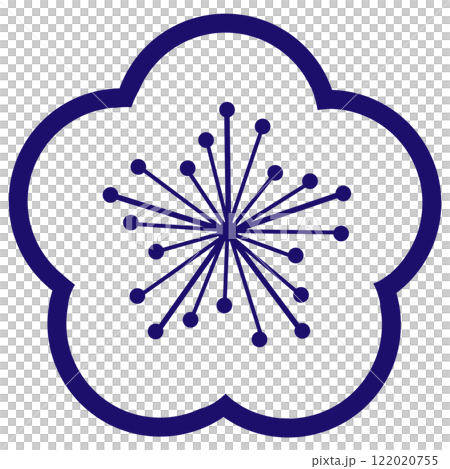 只有藍色線條的簡單梅花插畫 只有藍色線條的簡單梅花插畫 122020755