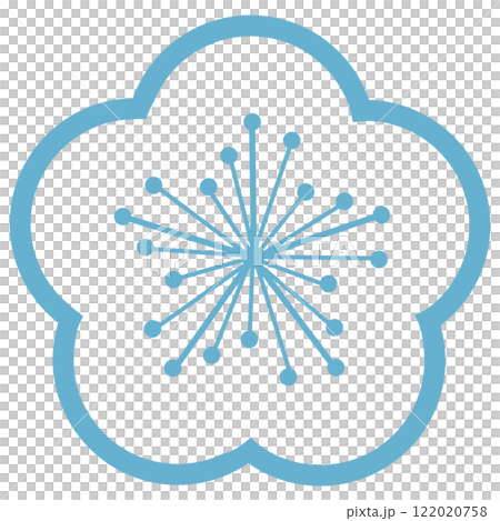 A simple plum blossom illustration using only light blue lines A simple plum blossom illustration using only light blue lines 122020758