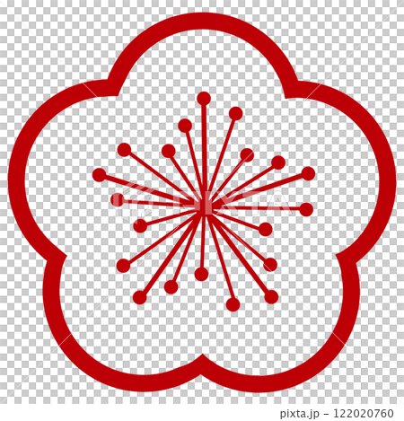 簡單的梅花插畫，只有紅線 122020760