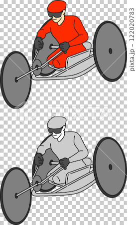 競技用車いすでレースをするパラアスリートのイラストセット 競技用車いすでレースをするパラアスリートのイラストセット 122020783