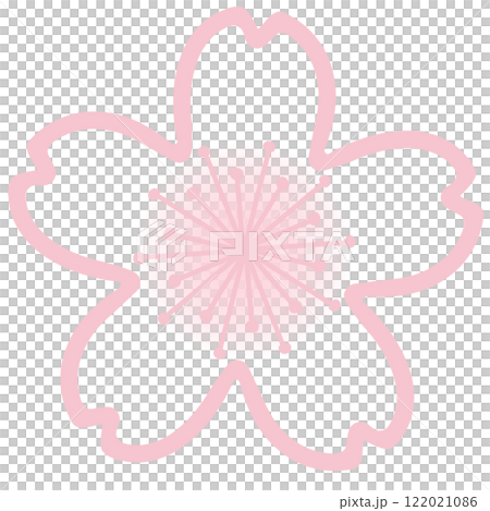 青みの淡いピンクのシンプルな桜の花 122021086