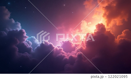 A stunning cosmic nebula scene with vibrant colors A stunning cosmic nebula scene with vibrant colors 122021095