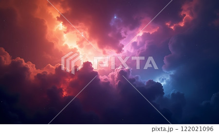 A stunning cosmic nebula scene with vibrant colors 122021096