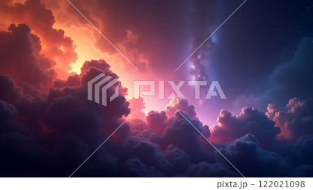 A stunning cosmic nebula scene with vibrant colors 122021098