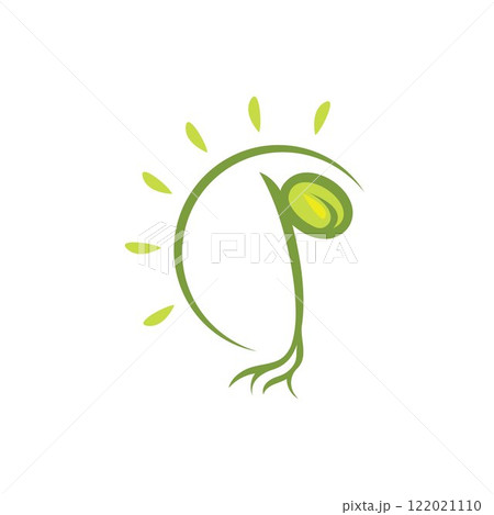 sprout and sun is a plant seed vector concept logo 122021110