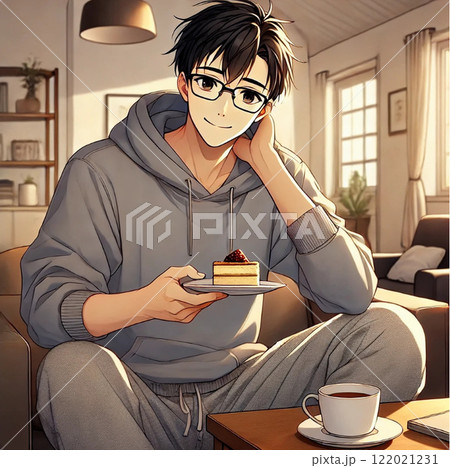 おやつの時間の男性 おやつの時間の男性 122021231