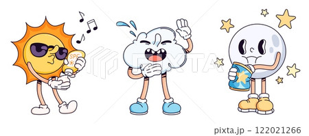 Weather character doodle set - expressive mascots 122021266