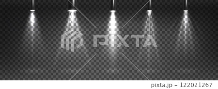 Spotlight beam set on transparent background Spotlight beam set on transparent background 122021267
