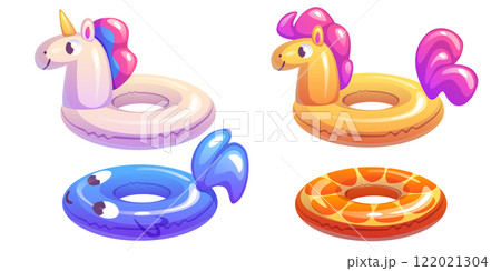Pool ring set with cute animal designs 122021304
