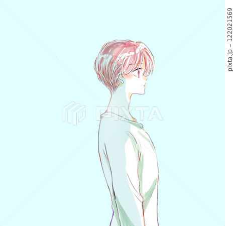 前を向いている男性 前を向いている男性 122021569